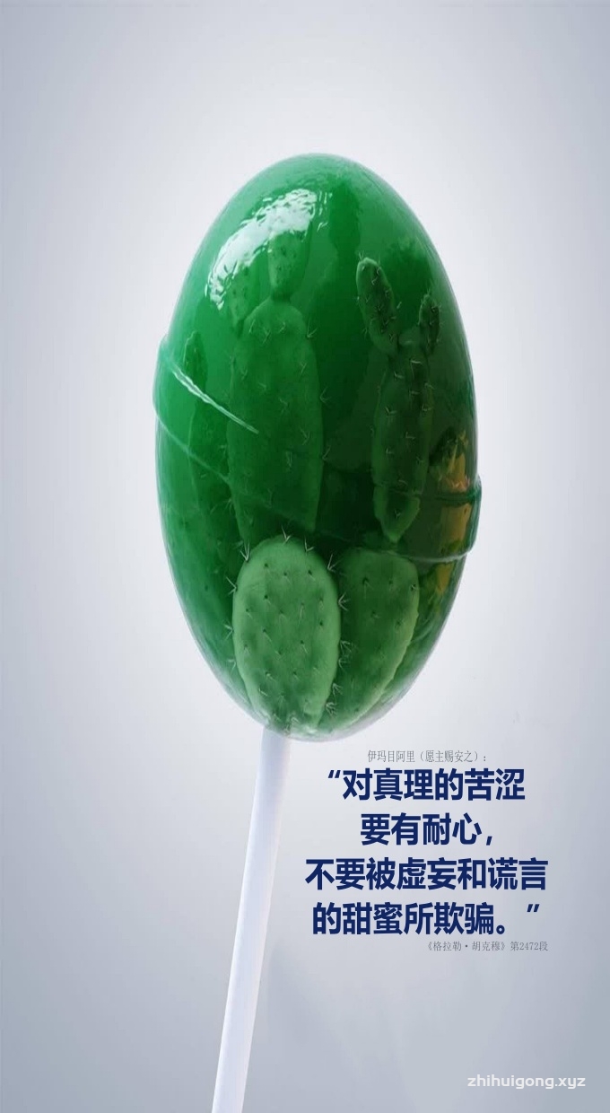 伊玛目阿里： “对真理的苦涩要有耐心，不要被虚妄和谎言的甜蜜所欺骗。”