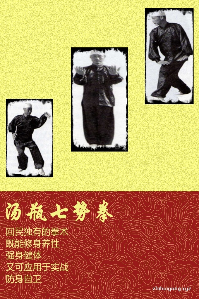 《汤瓶拳拳谱》  又名汤瓶拳，它以穆斯林洗“阿卜代斯”的汤瓶壶为标记。汤瓶七势拳在回民中有较好的群众基础，是回民独有的拳术，既能修身养性、强身健体，又可应用于实战，防身自卫。由于七势拳历来秘不外传，只在少数阿訇中秘传，外人很少见到。